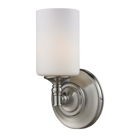 Z-Lite Cannondale 1 Light Wall Sconce, Brushed Nickel & Matte Opal 2102-1S